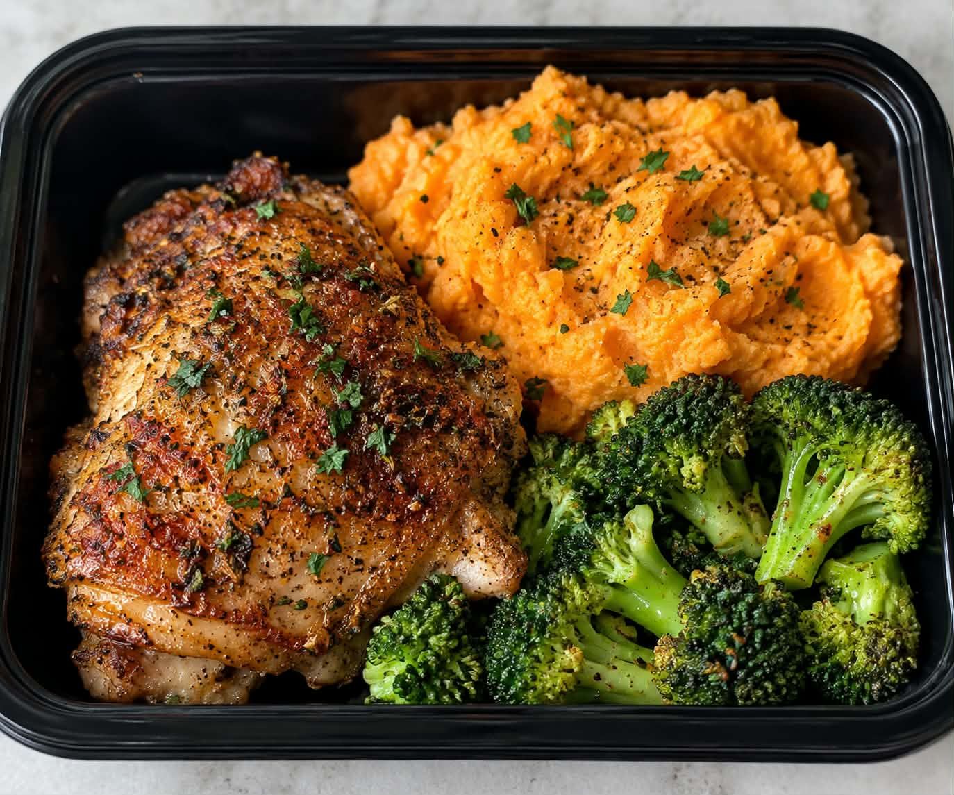 Rustic Chicken Thigh w/ White Rice &amp; Broccoli