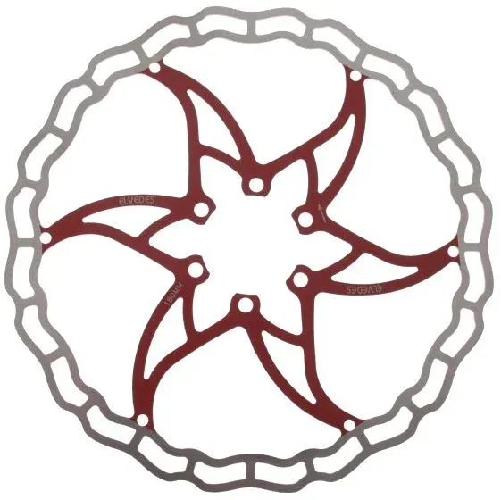 Elvedes Bremsscheibe One Piece 180 mm 6-Loch Stahl rot/silber