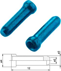 5er Set Jagwire 2,0mm Endhülse blau für Schalt/Bremszüge