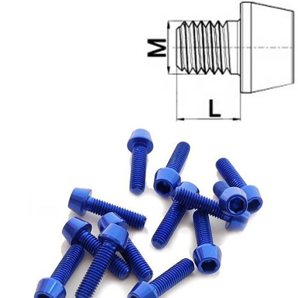 Aluminium Schraube M5 x 10 - 50 konisch DIN 912 Al7075 blau