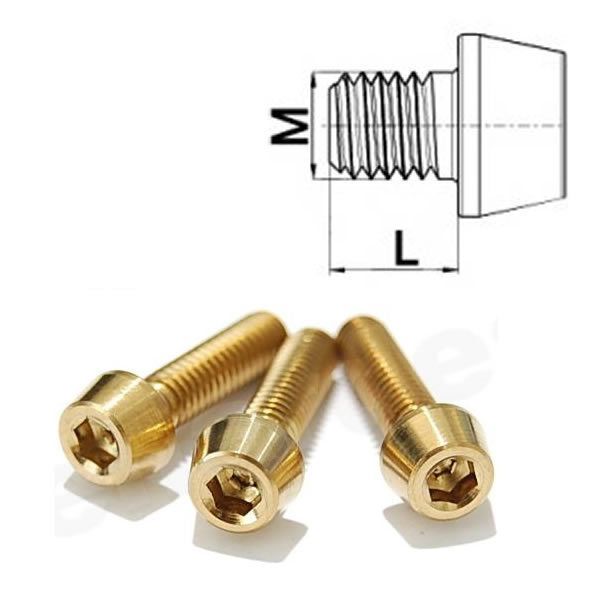 Titanschraube M4 x 15-35 konisch DIN 912 Grade 5 Gold