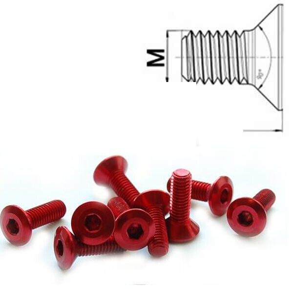 Aluminiumschrauben M6 x 20 - 25 mm Senkkopf ähnlich DIN 7991 Al7075 Rot