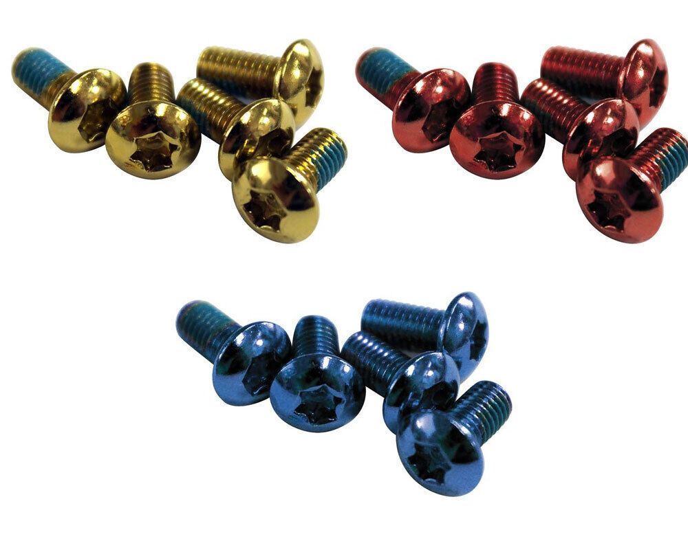 6er Set Bremsscheibenschrauben M5 aus Stahl golden blau rot