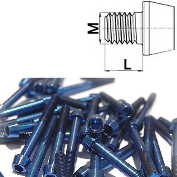Titanschraube M5 x 8 - 45 mm konisch DIN 912 Grade 5 Blau