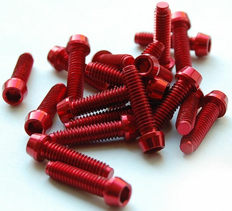 Aluminium Einstellschraube Schaltung Umwerfer M4 x 10 -15 konisch rot