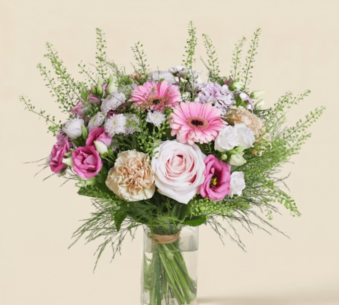 Bouquet Fleurs Champêtre Rose