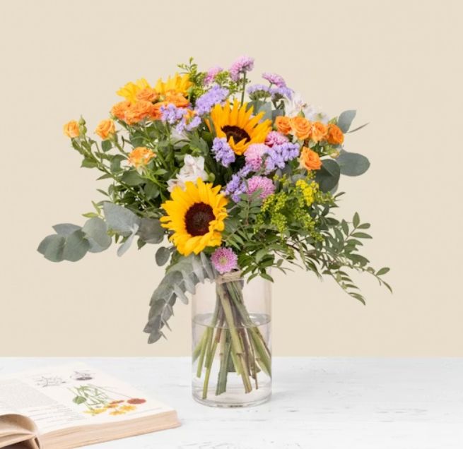 Bouquet Fleurs Champêtre Jaune Orangé