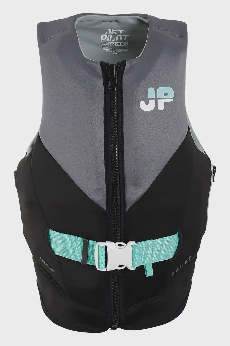 JETPILOT CAUSE F/E LADIES ECO VEST SIZE 18 CHARCOAL BLACK