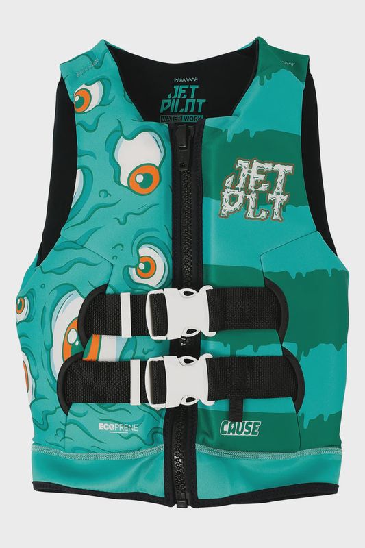 JETPILOT CAUSE BOYS F/E YOUTH VEST SIZE 4-6 GREEN