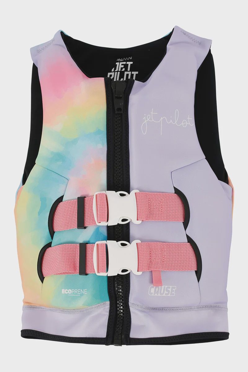 JETPILOT CAUSE F/E GIRLS ECO VEST SIZE 8-10 TIE DYE