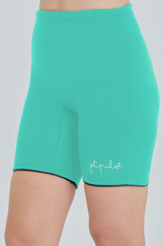 JETPILOT PACER LADIES 7&quot; HIGH WAIST NEO SHORTS TEAL SIZE 14