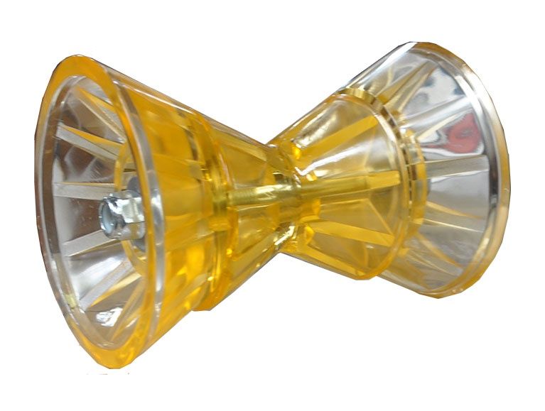 Yellow Poly Bow Roller, End Caps, 75mm