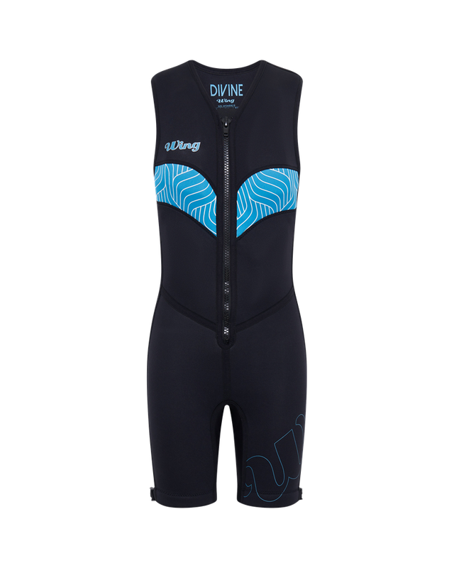 WING DIVINE S-LESS BOUY SUIT DIAG PRINT LADIES SIZE 10 BLUE