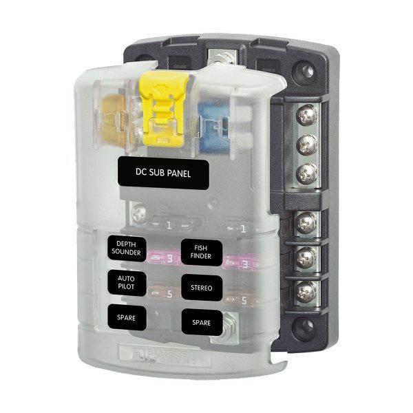 BLUE SEA ST-BLADE FUSE BLOCK 6 CIRCUIT W/ BUS &amp; COVER