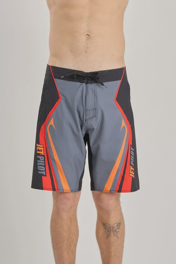 JETPILOT PULSE STREAMLINER BOARDSHORT CHAR/RED SIZE34