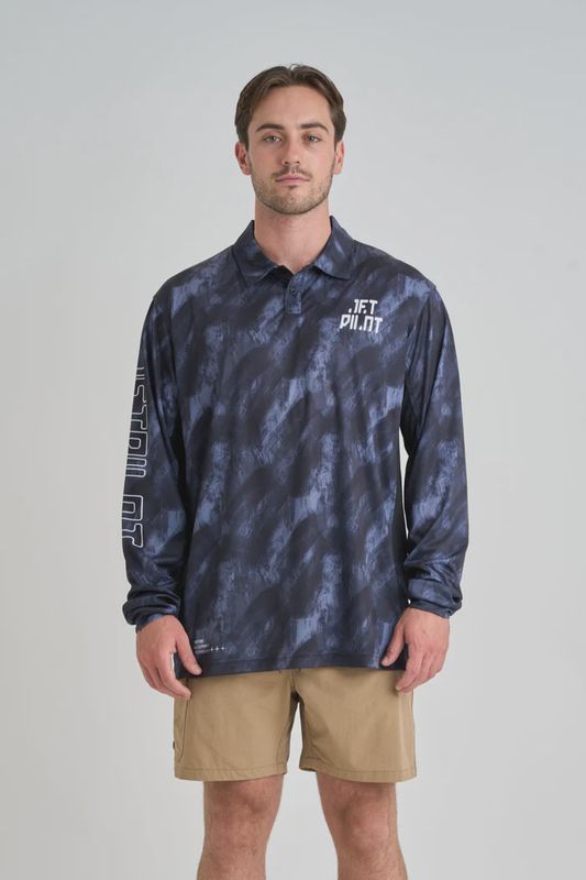 JETPILOT VENTURE L/S FISHING POLO BLACK 2XL
