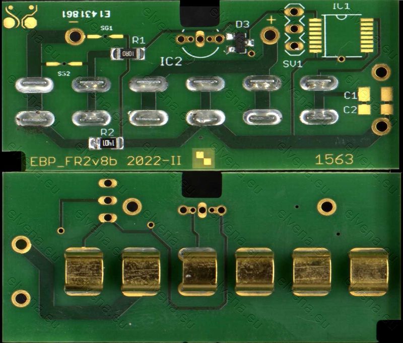 Contact board BPE_FR2v8b_RDC+0,3mm for ZX1563 replacement battery for FR2 AED.