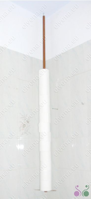Space saving toilet paper holder.