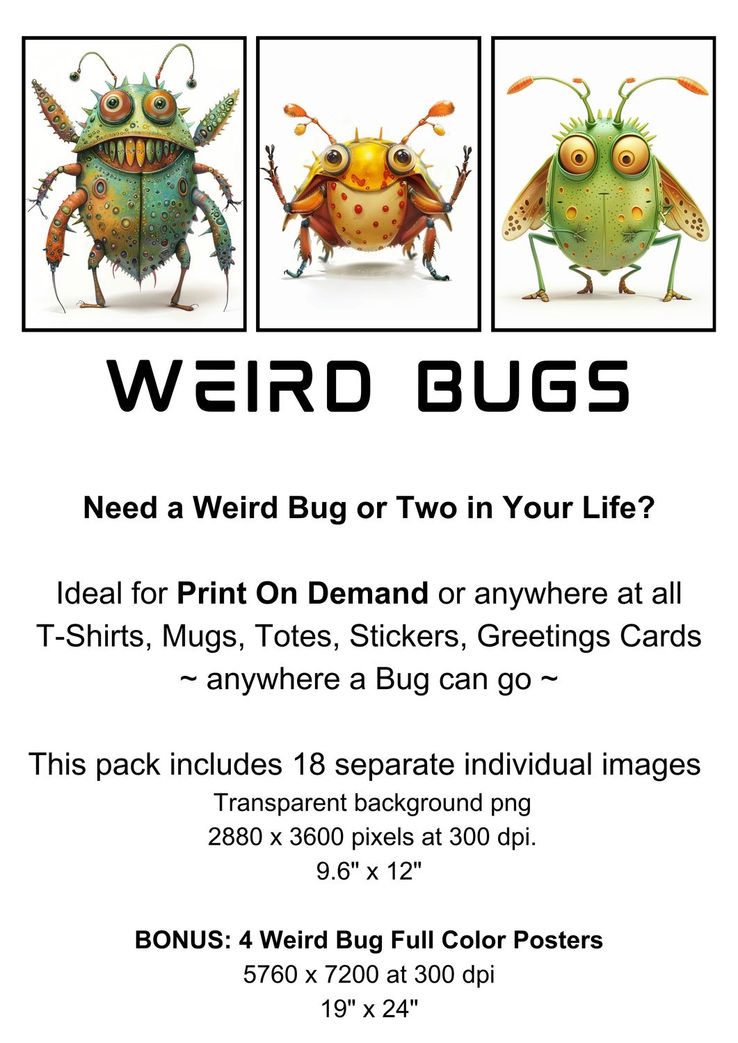 18 &quot;Weird Bugs&quot; Clipart Image Bundle