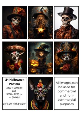 24 Halloween Poster Image Bundle