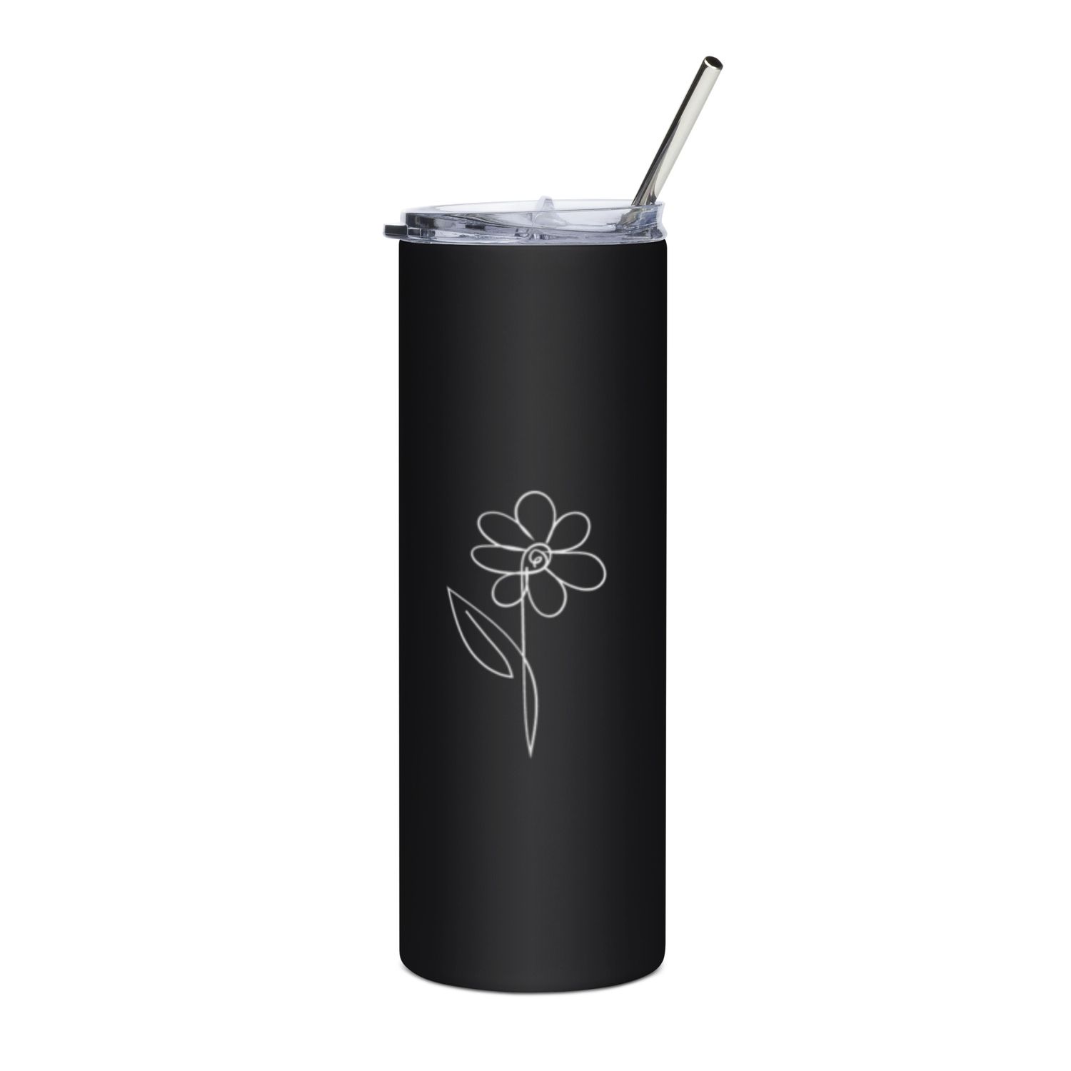 A Cocofleur stainless steel tumbler with a leak-proof lid, perfect for keeping drinks hot or cold. Ideal for NYC students and trendy individuals.