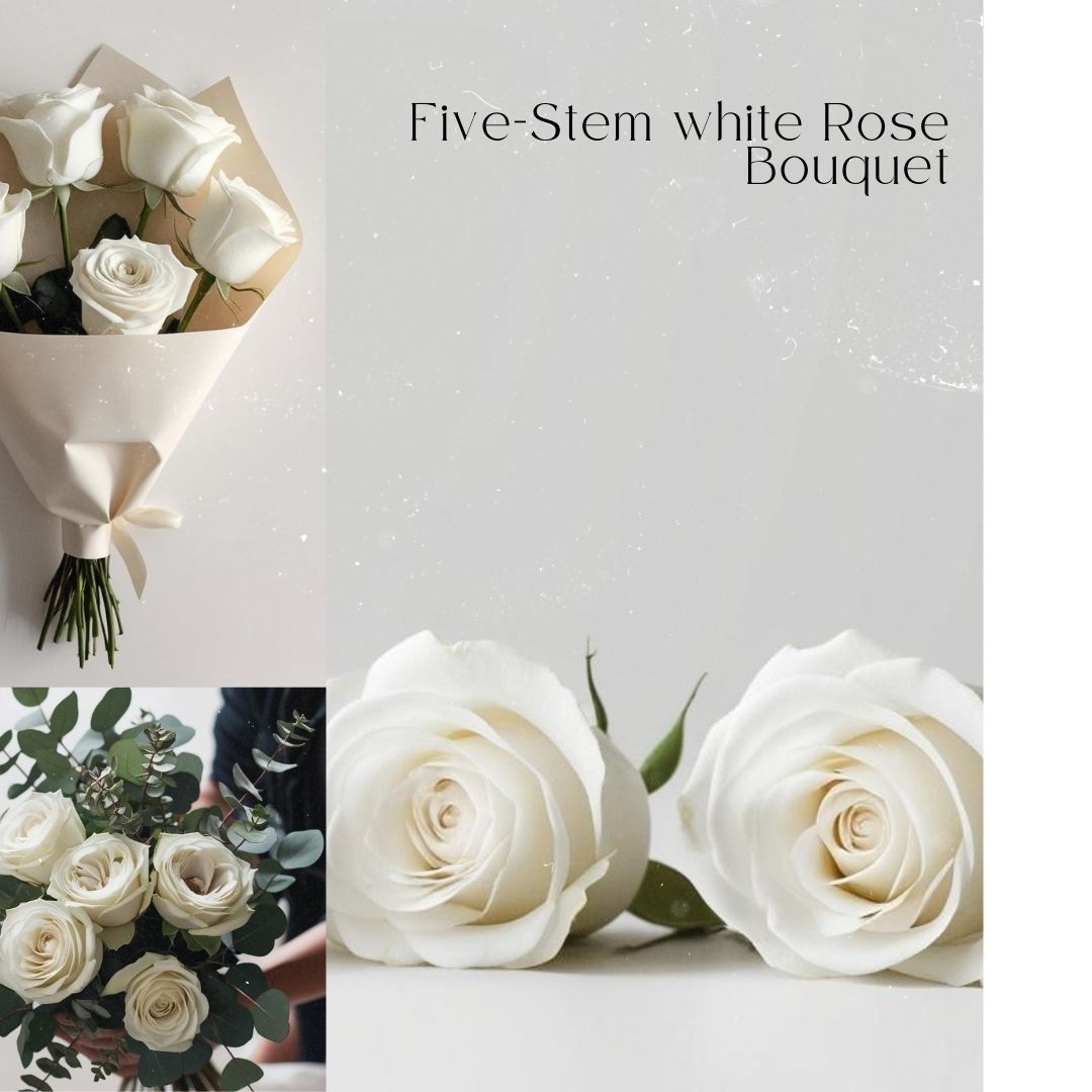 Five-Stem White Rose Bouquet