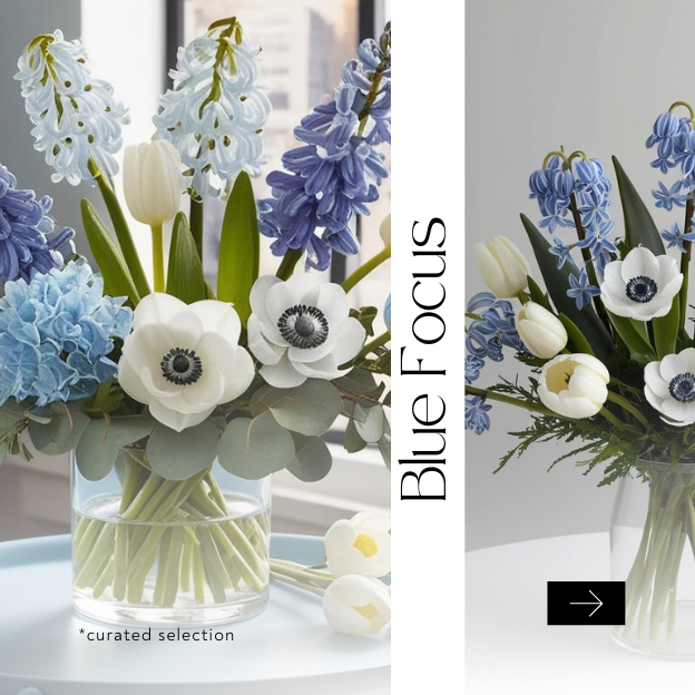 Luxury blue flower arrangement for wellness and relaxation