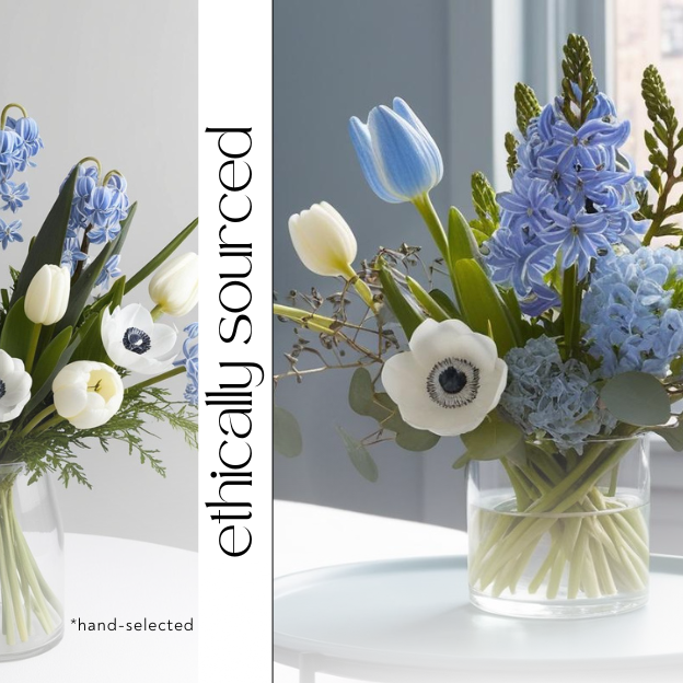 Luxury blue flower arrangement for wellness and relaxation