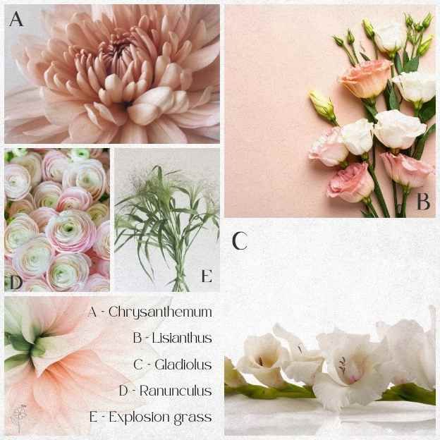 Chrysanthemum stem in soft cream tones, sculptural anchor flower from Coco Fleur’s Soft Haze palette.