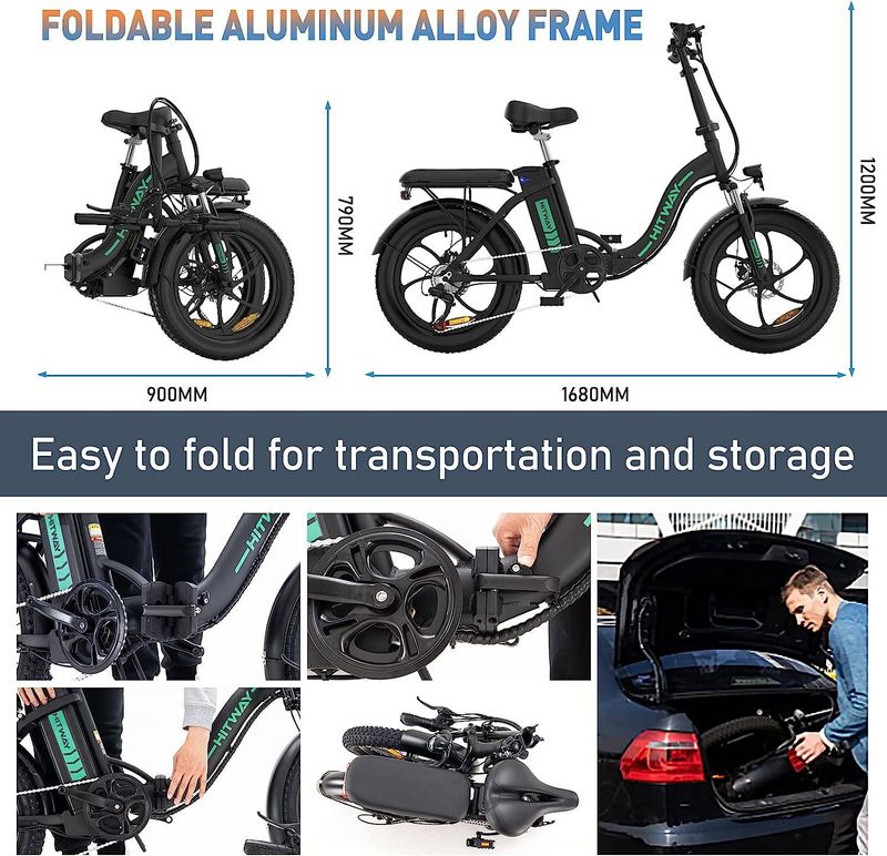 HITWAY BK6S E-Bike BL|RT|SW|SI 20 HITWAY BK6S E-Bike BL|RT|SW|SI 20" 36V/432Wh/120kg 90km Fatbike