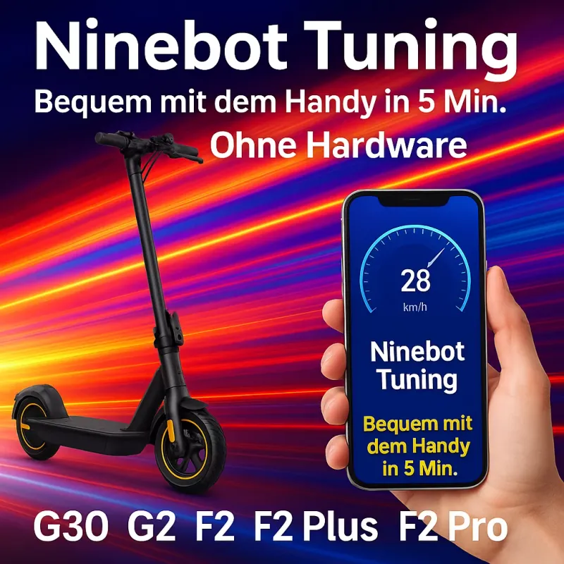 Digitale Tuning-Freischaltung für Ninebot E-Scooter (G30D, G2, G3, F2 Modelle uvm.) – Lizenzcode zur Aufhebung der Geschwindigkeitsbegrenzung Digitale Tuning-Freischaltung für Ninebot E-Scooter (G30D, G2, G3, F2 Modelle uvm.) – Lizenzcode zur Aufhebung der Geschwindigkeitsbegrenzung