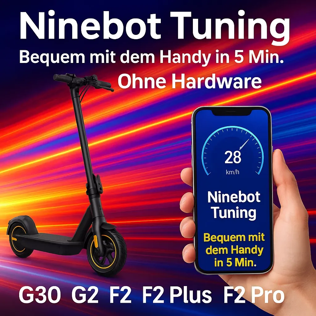 Digitale Tuning-Freischaltung für Ninebot E-Scooter (G30D, G2D, G3D, F2D, F3D, ZT3 Pro Modelle uvm.) – Lizenzcode zur Aufhebung der Geschwindigkeitsbegrenzung Digitale Tuning-Freischaltung für Ninebot E-Scooter (G30D, G2D, G3D, F2D, F3D, ZT3 Pro Modelle uvm.) – Lizenzcode zur Aufhebung der Geschwindigkeitsbegrenzung