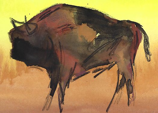 Sunset Bison Greeting Card