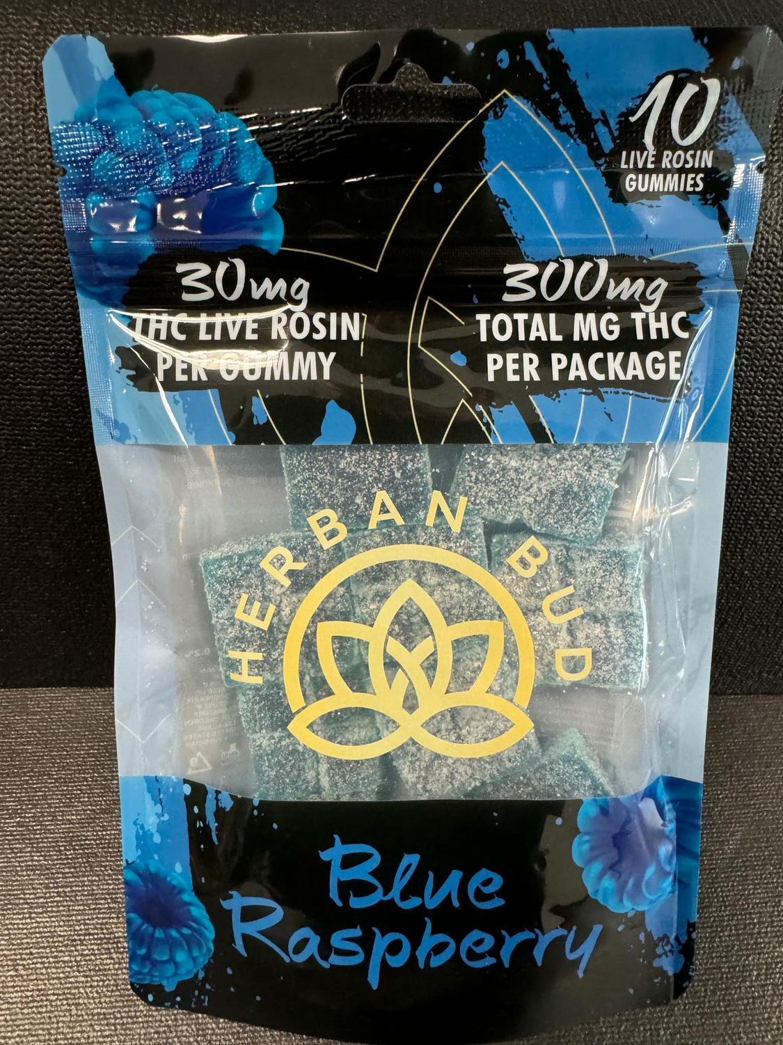 D9 Infused Live Rosin Gummies - 10 count, Gummy Flavor: Blue Raspberry
