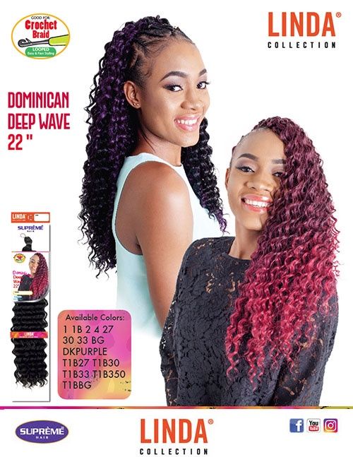Linda - Crochet Braid - Dominican Deep Wave 22&quot; 1B