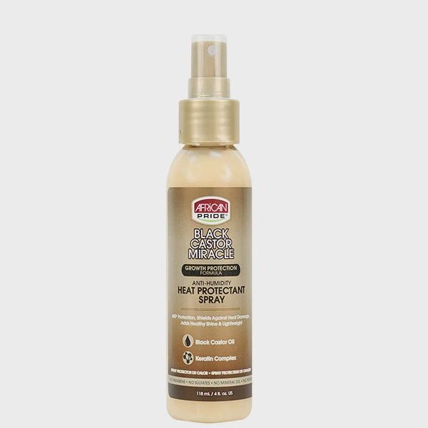 African pride black  castor miracle heat protectant spray 4 oz