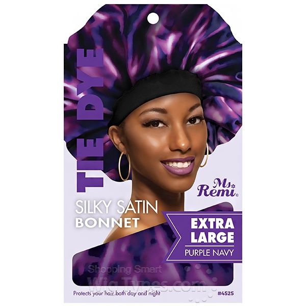 Silky Satin Bonnet Purple Navy