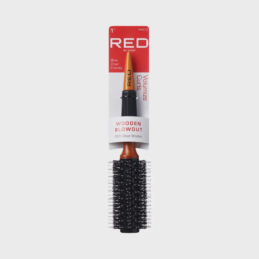 Wooden Blowout 100% Boar Bristles Volumize Curls 1&quot;
