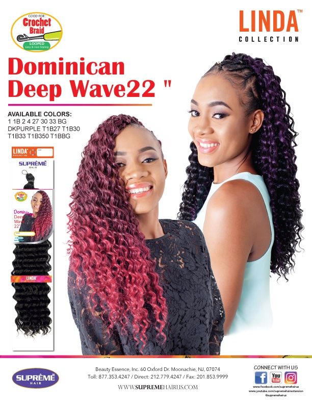 Linda - Crochet Braid - Dominican Deep Wave 22&quot; 4
