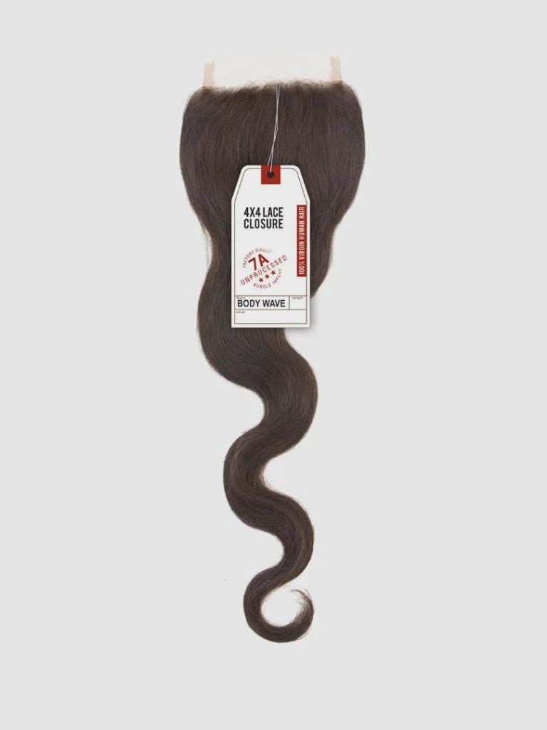 HH 4 X 4 BODY WAVE 16&quot; CLOSURE-7A VIRGIN (BandN) NATURAL