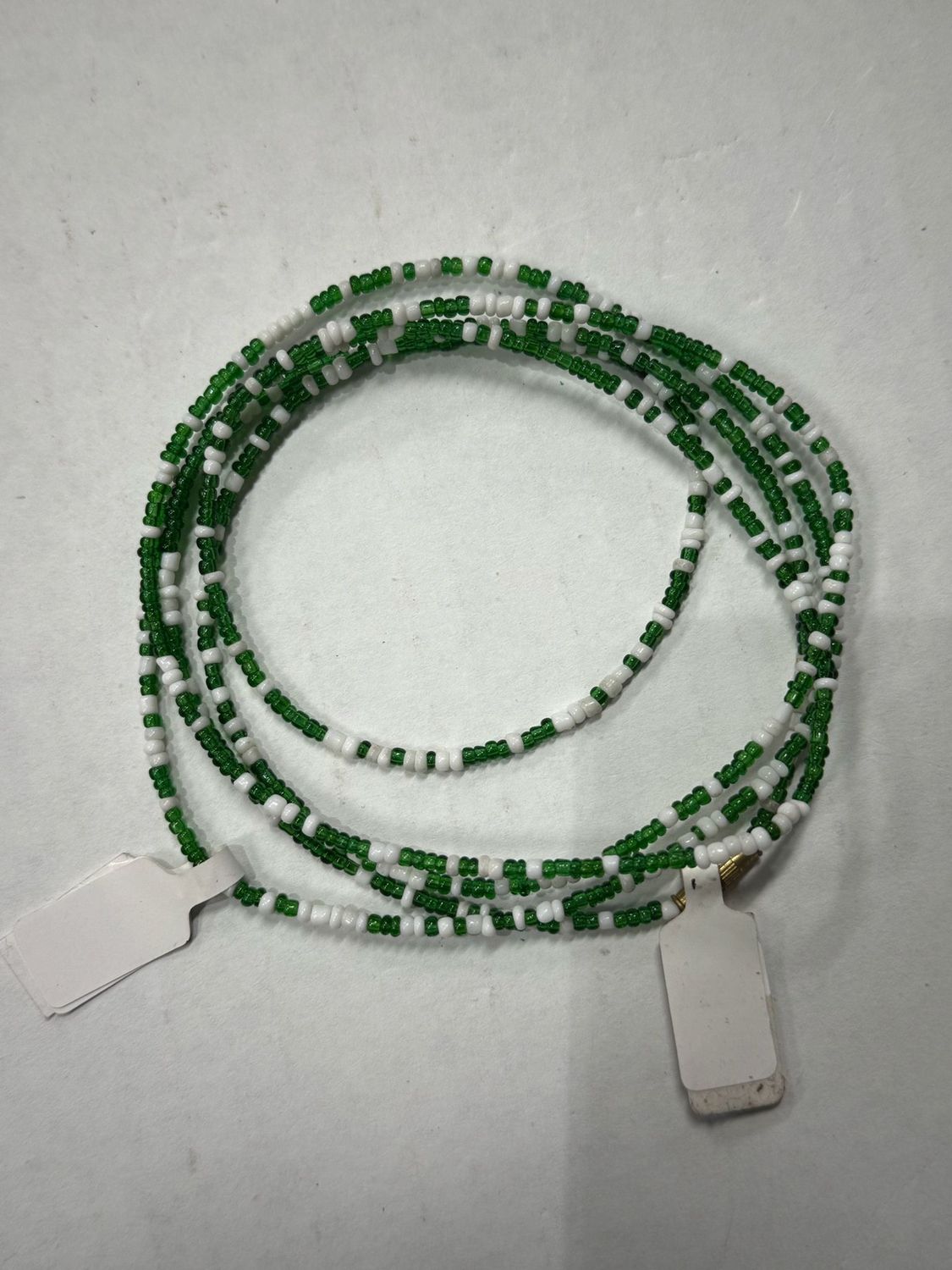 Green,Blue,White,and Mixed waist beads, Color: Green/White