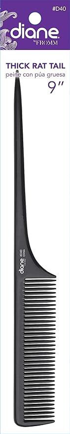 Thick Rat Tail Comb-Black 9.25 in