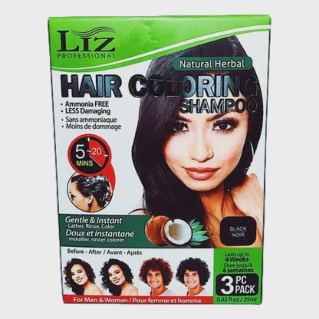 LIZ Hair Coloring Shampoo  Black (0.85oz)
