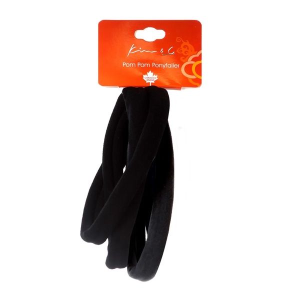Kim and C 4pcs Elastic Heaedbands-Black (pom pom ponytailer)