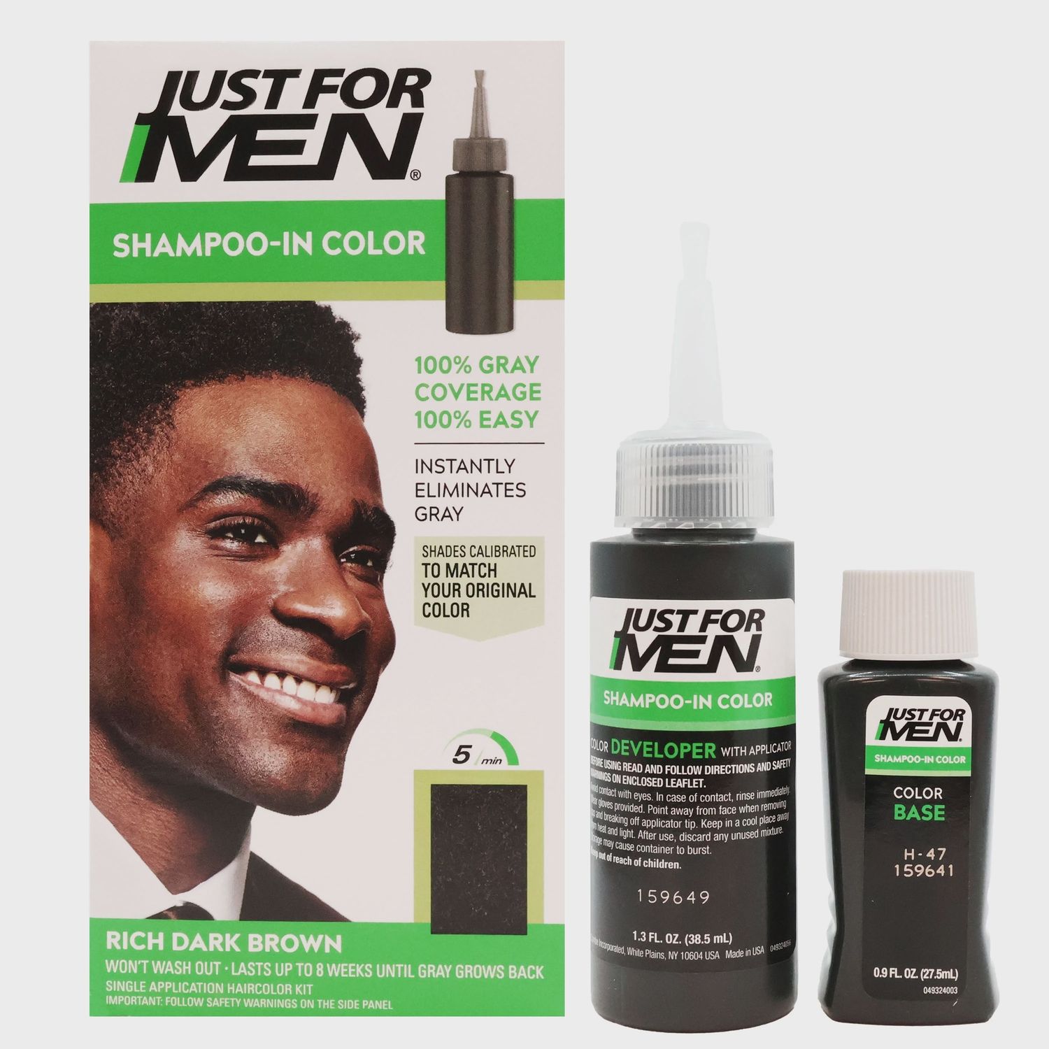 Just For Men Shampoo-in Hair Dye for Men, H-47 Rich Dark Brown