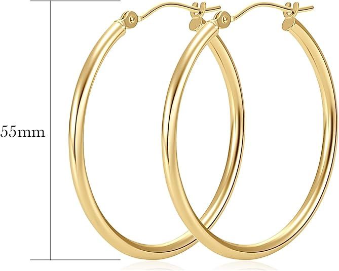 Gold Hoop Earrings 55mm