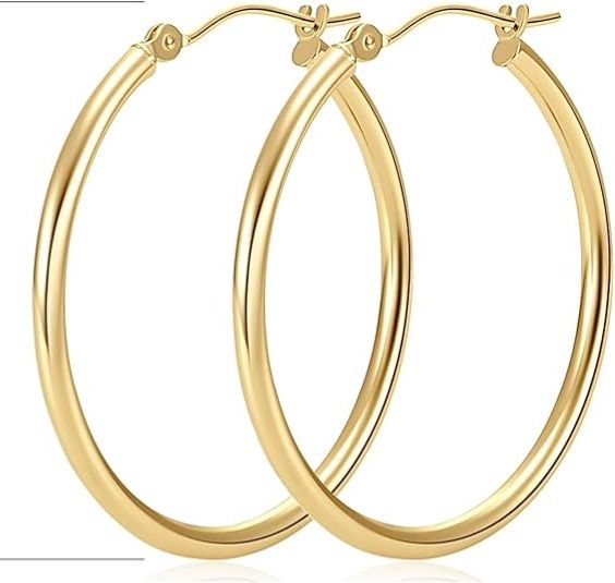 Round Gold Hoop Earrings 45mm