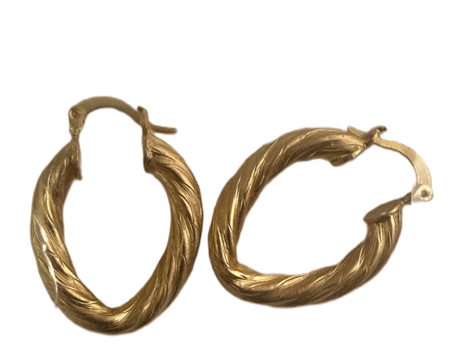Twisted Oval Hoop Gold Earrings 20mm