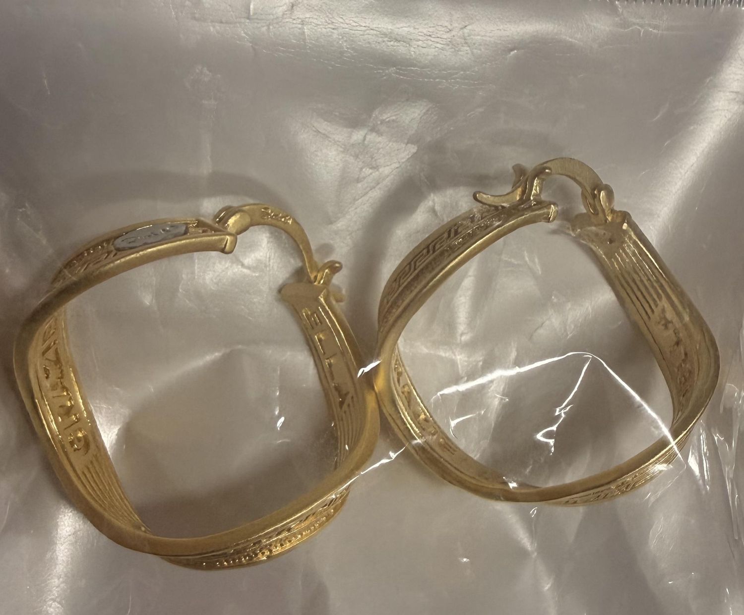 Gold plated Oval Hoop Earring 35mm