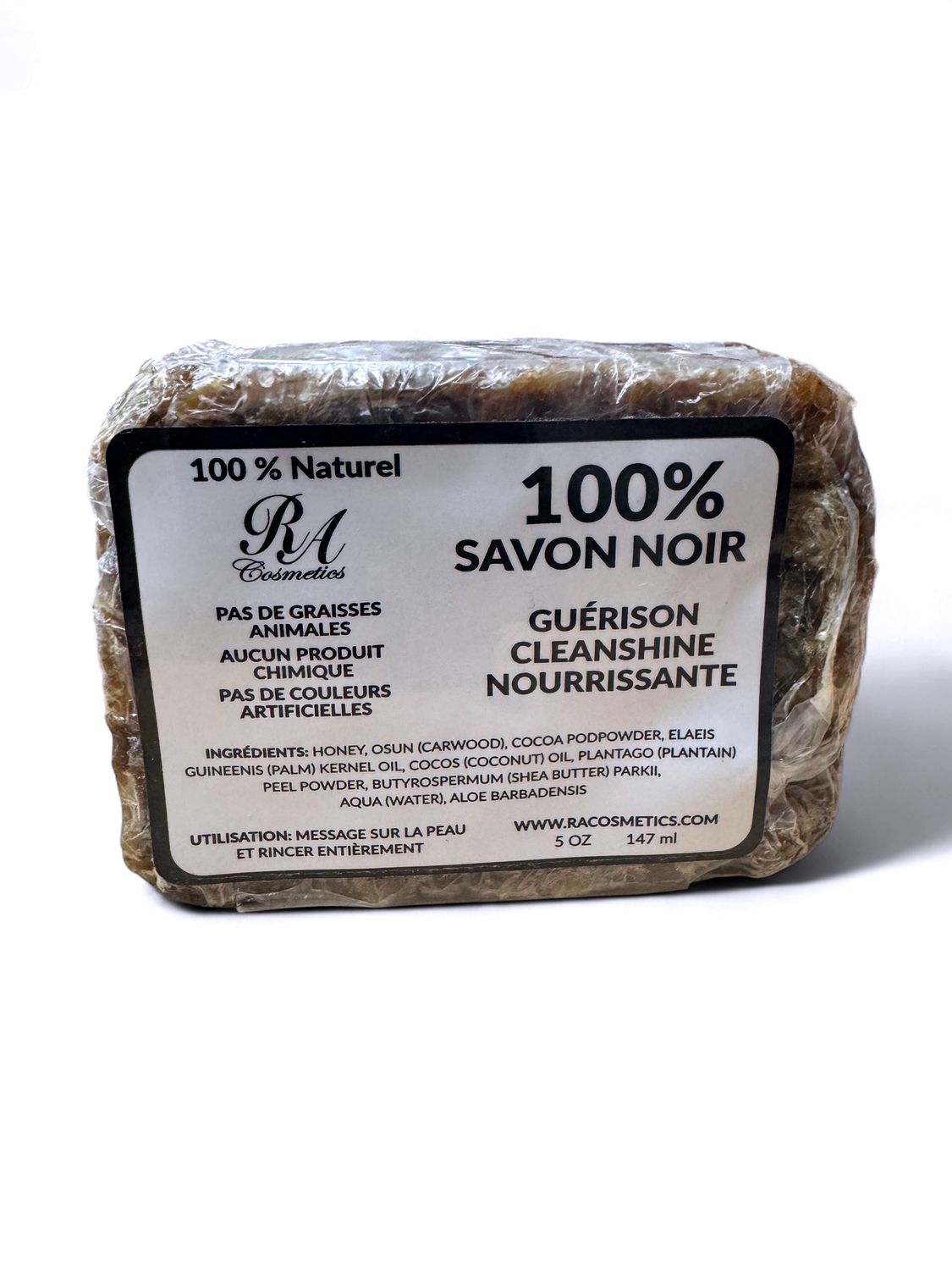 RA Cosmetics 100% Black Soap 5oz